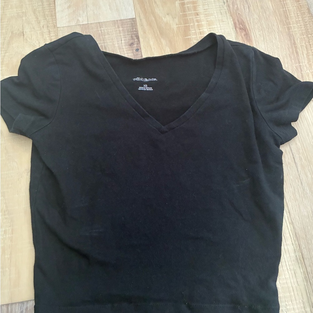 Wild Fable Black V-Neck Crop Top